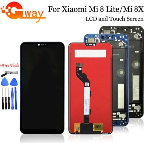 Original for Xiaomi Mi 8 Lite Mi 8X LCD Display Frame Screen Touch Digitizer Assembly 10 Point Touch for mi8 lite LCD Display