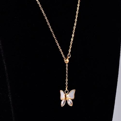 Amaiyllis 18k Gold Shell Butterfly Clavicle Necklace Pendant Y Necklace Handmade Choker Boho Collier Femme Kolye Collares Women