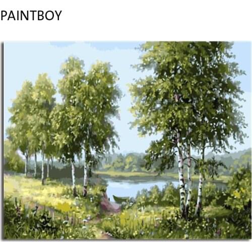 PAINTBOY Landscape Framed Pictures Painting By Numbers Painting and Calligraphy DIY Coloring By Numbers on Canvas