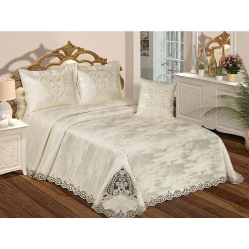 French Mimosa Double Bed Cover Cream