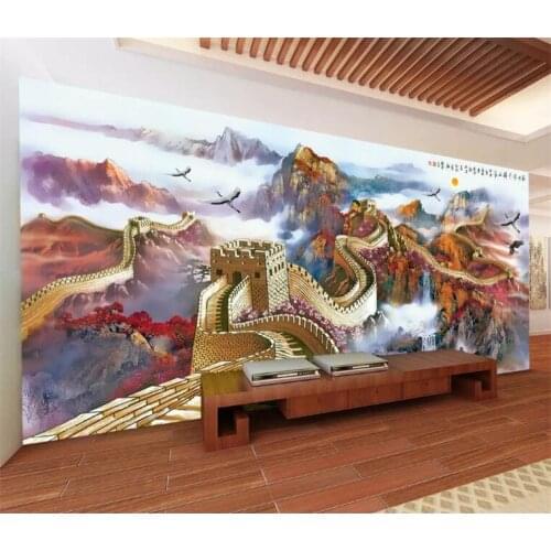Custom photo wallpapers 3d Miles Great Wall Chinese landscape magnificent mountains and rivers TV wall mural