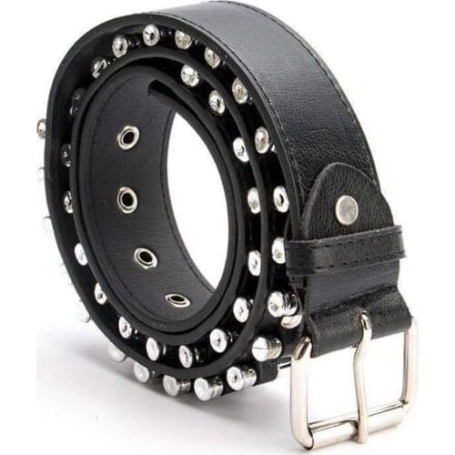 New Punk Bullet Rivet Luxury Designer Belts Unisex High Quality Male PU Leather Rock Motorcycle Strap For Jeans Hip Hop
