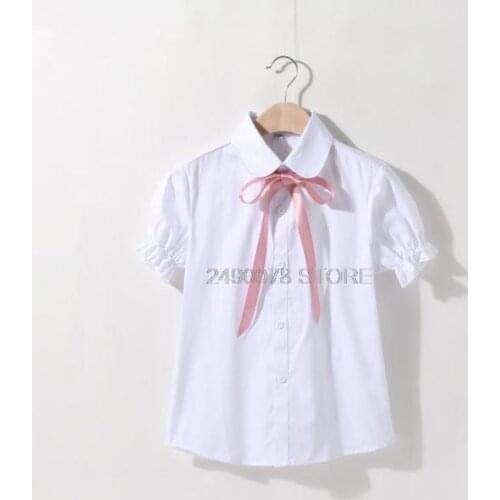 Kids Formal Shirts Girls Summer Petal Sleeve Blouses Child Shirts School Girls White Tops 4 6 8 10 12 14 Years Teenage Blouse