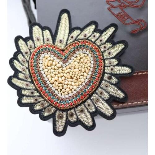 Handmade Heart Beaded Sequins Patch For Clothing Embroidery Applique Decoration Patches Diy Sewing On Accessories