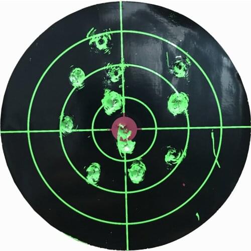 8”x8" Self-Adhesive Splatter Splash & Reactive(Colors Impact) Green Shooting Sticker Targets(Bulls-eyes) 25 Pcs per Pack
