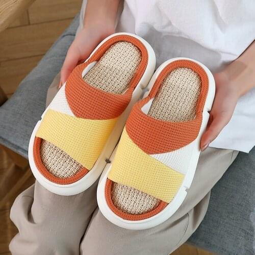 Women House Cotton Slippers Men 4CM Thick Soft Sole Solid Colors Slipper Couples Home Floor Bathroom Anti-slip Slides Flip Flops