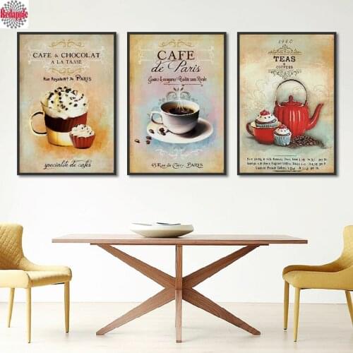 Nordic Vintage Modern Minimalist Coffee Dessert diamond painting Abstract Decoration Kitchen 3d embroidery Picture cross stitch