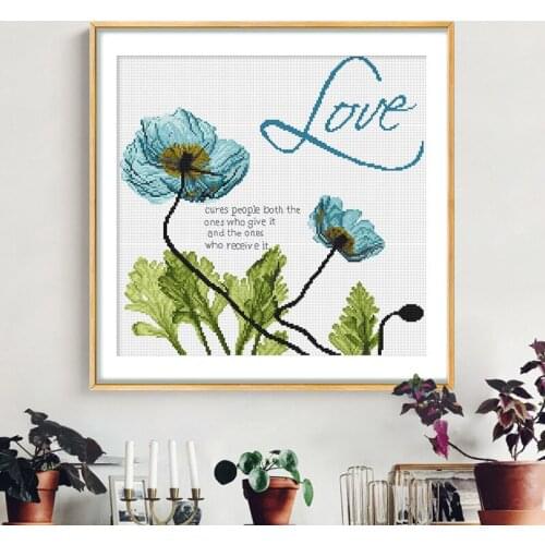 Fresh and natural flower pattern tulip poppies for mothers home sewing handmade cross stitch kit decorations for living room