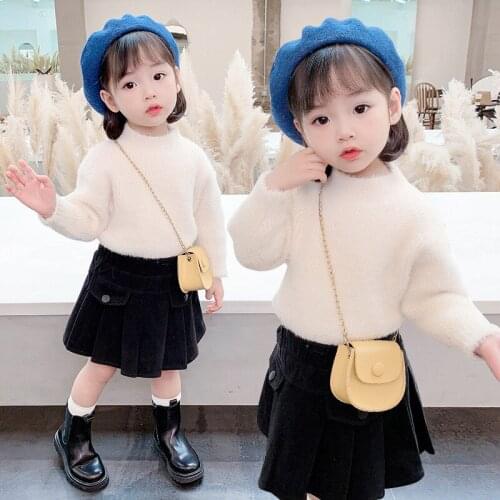 Girl Sweater Kids Baby Outwear Tops 2021 White Thicken Warm Winter Autumn Knitting School Sport Cardigan Children Clothing