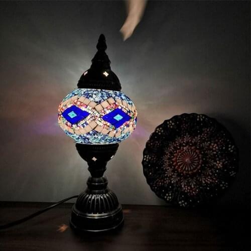 Turkish Handmade Mosaic LED Table Lamp for Bedroom Creative Living Room Decor Table Light Hotel Romantic Glass Light Fixtures