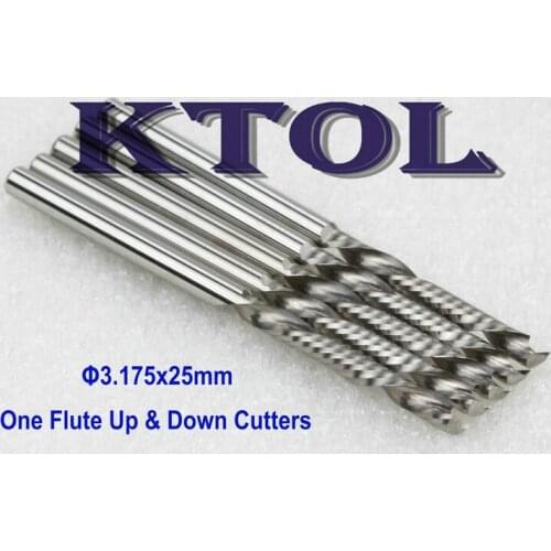 Up &Down Cut- 3.175x25MM Single Flute Tungsten Carbide Wood Milling Cutter of Router Set, Acrylic Bits CNC Router Cutter Tool