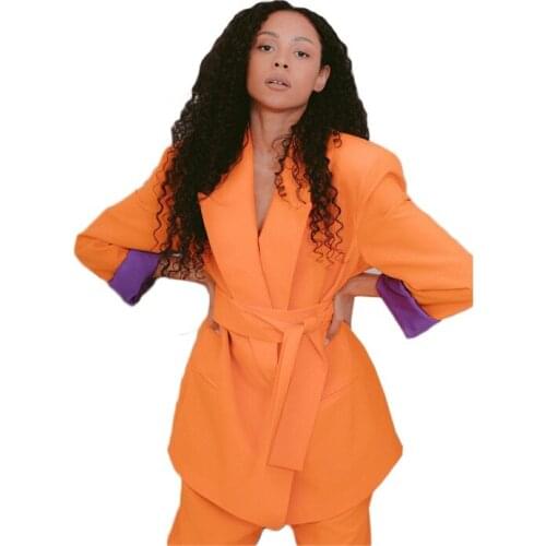 2 Pieces Women Suits With Belt Modern Fashion Suits Causal Formal Party Suits For Women Custom Made High Quality