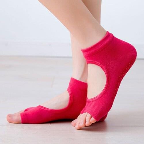 Women Anti Slip Yoga Socks Two Toe Sport Cotton Sock Ventilation Quick-Dry Ballet Professional Dancer Sock Slippers