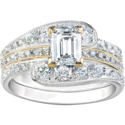 Engagement Jewelry Rings Crystal Wedding Rings Womens Fashion Lady Ring Set Women Men Cubic Zirconia Carving Retro Rings Set