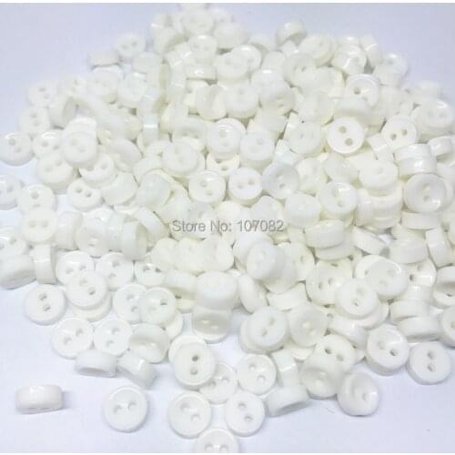 1000Pcs 6mm White Mini Tiny Resin Buttons Round 2 Holes Bowl Button Sewing For Scrapbooking Embellishments Cardmaking