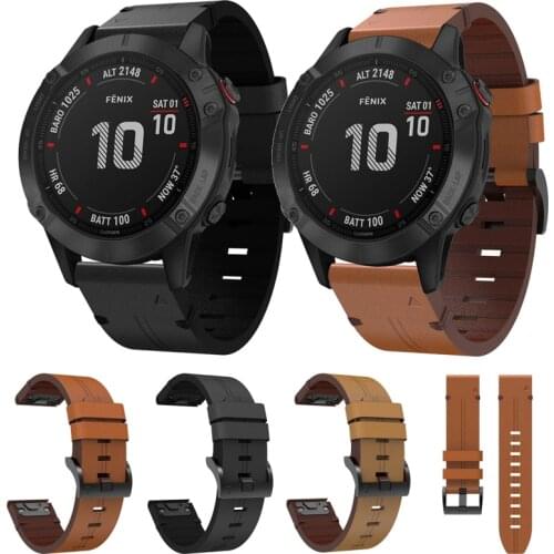 26 22 20mm leather Watchband for Garmin Fenix 6X 6 6s 5X 5 5S 3HR Forerunner 935 945 Watch Quick Release Easyfit Wrist Band New