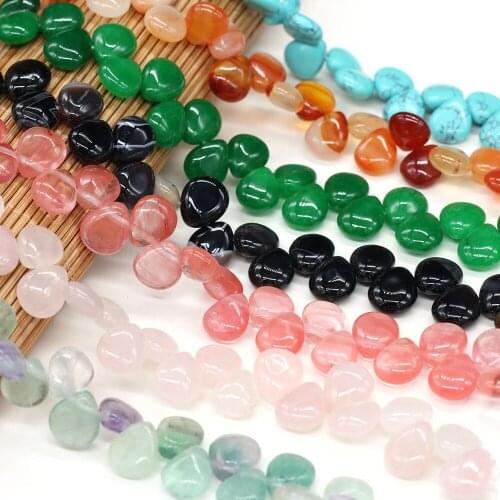 NEW Natural Semi-precious Stones with Horizontal Holes Drop-shaped Smooth Beads Various Stones DIY Necklace Bracelet 33Pcs/piece