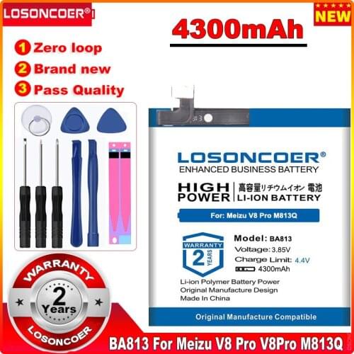 LOSONCOER 4300mAh BA813 Mobile Phone Batteries For Meizu V8 Pro V8Pro M813Q Battery