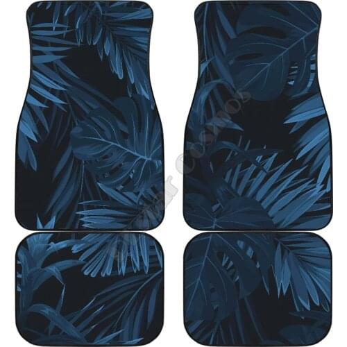 Dark Leaves Car Floor Mats 3D Printed Pattern Mats Fit for Most Car Anti Slip Cheap Colorful 02