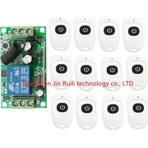 DC 12V 10 A 1 Channel RF Wireless Remote Control 1 Receiver & 12 Transmitter learning code
