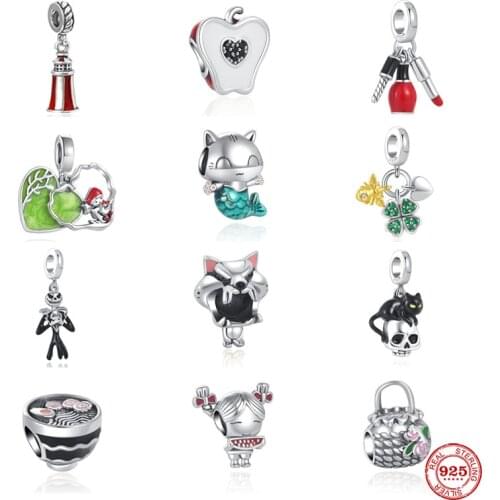 Newest European Fit Original Pandora Charms Silver 925 Bracelet Jewelry Diy Beads Little Mermaid Rabbit Dog Durian Accessories