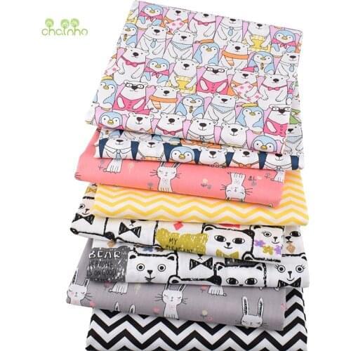 Chainho,8pcs/Lot,Cute Cartoon Series,Printed Twill Cotton Fabric,Patchwork Cloth For DIY Sewing Quilting Baby&Children Material