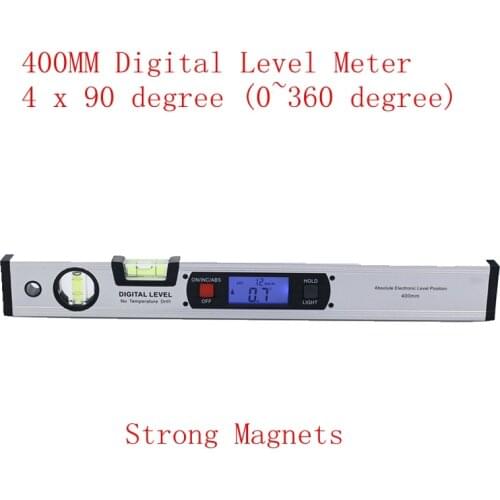 400mm Digital Angle Finder Level 360 Degree Range Spirit Level Upright Inclinometer with Magnets Protractor Ruler Blue Backlight