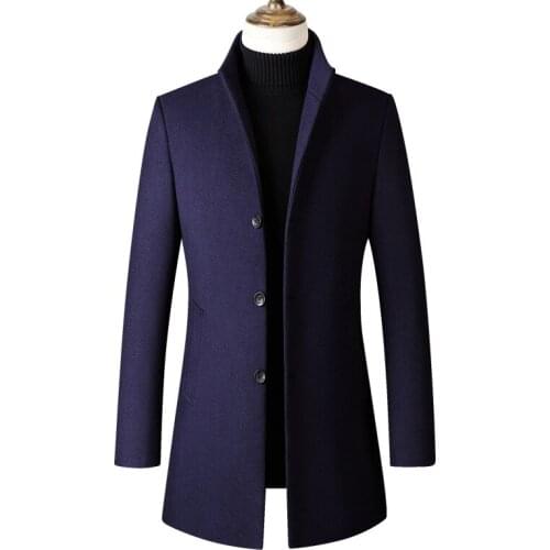 Men Overcoat Thick Winter Mens Wool Coat 2020 New Fashion Middle Long Cotton-Padded Thick Warm Woolen Trench Coat Male Jacket