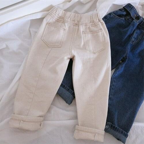 2 3 4 5 6 Y Toddler Kids Jeans Casual Korean Elastic Waist Jeans For Girls Kids Pants New Arrival High Quality Boy Denim Pants
