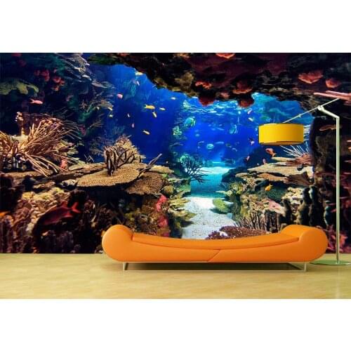 Custom Art Photo Wallpaper Undersea Scenery Wall Decoration Poster Vinyl Removable Wall Mural Wall Stickers For Bedroom