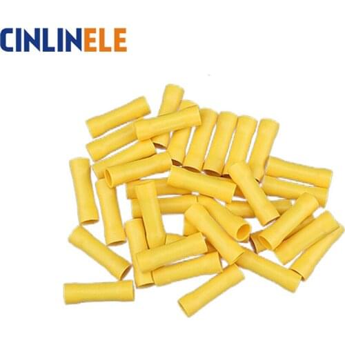 500Pcs/Lot BV5.5 12-10AWG Insulated Straight Wire Butt Connector Electrical Crimp Terminals 1.5mm - 2.5mm BV5