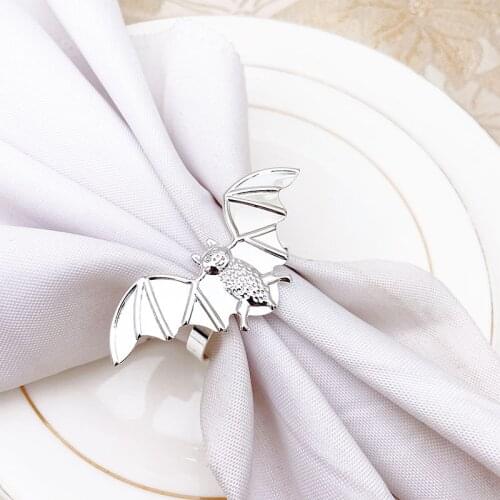 8pcs/lot Halloween black bat napkin ring metal napkin buckle suitable for holiday party table decoration supplies napkin ring