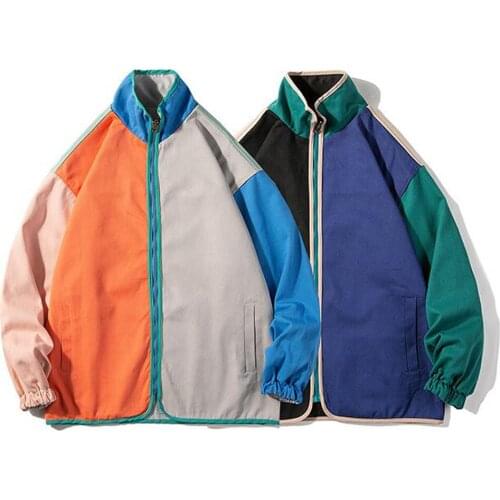 ERIDANUS Mens Autumn Style Stitching Couple Loose Tooling Jacket Street Trend Casual Jacket Men Wear on Both Sides Coat MWJ245