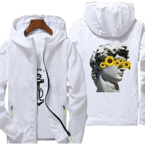 Jacket spring autumn fashion print top mens casual MICHELANGELO print zipper jacket mens jacket large size