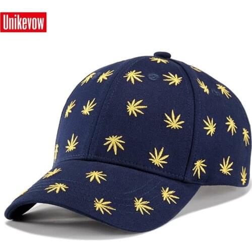 UNIKEVOW Cotton Mens Baseball Cap With 3D Leaves Embroidered Hats Leisure Sports Cap
