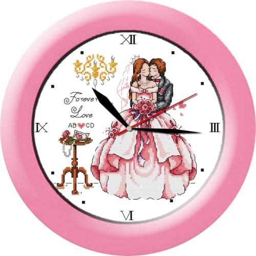 Happy accompanying cross stitch kit 14ct 11ct count print canvas wall clock stitching embroidery DIY handmade needlework