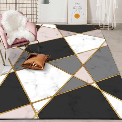 Nordic geometry pink black gold bar imitation marble bedroom living room doormat bedside carpet floor mat customization