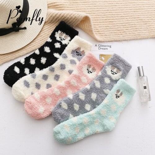 PEONFLY Thickening Cartoon Sheep Pattern Socks Women Winter Warm Sleep Socks Floor Fluffy Funny Socks Warm Christmas Gift Meias