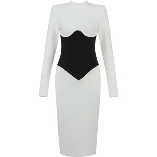 New Bandage Bodycon Sexy Dresses Women Fashion Celebrity Clubwear Long Sleeve Party Dress Autumn Clothing