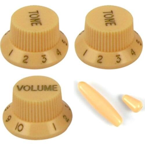 NEW Set of Plastic Electric Guitar Knobs Volume Tone Control 2T1V + Switch Tip + Whammy Bar Tip for Strat Guitar Accessories