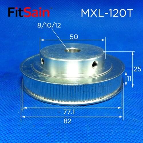 FitSain-MXL 120T Width 10mm Synchronous Wheel Stepper Motor Pulley Hole 8/10/12