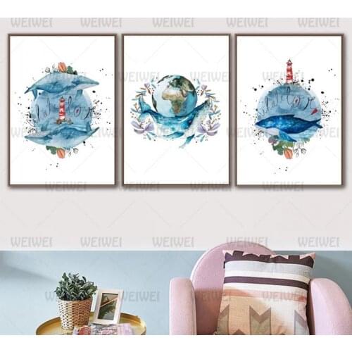 Home Decoration Poster Ocean World In The Blue Circle Art Decoration Canvas Painting Hd Printing Picture Can Be Customized
