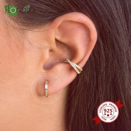 925 Silver Ear Buckle Micro-Inlaid Zircon Hoop Earrings Fashion Womens Simple High-Quality Huggies Earrings Buckle Jewelry