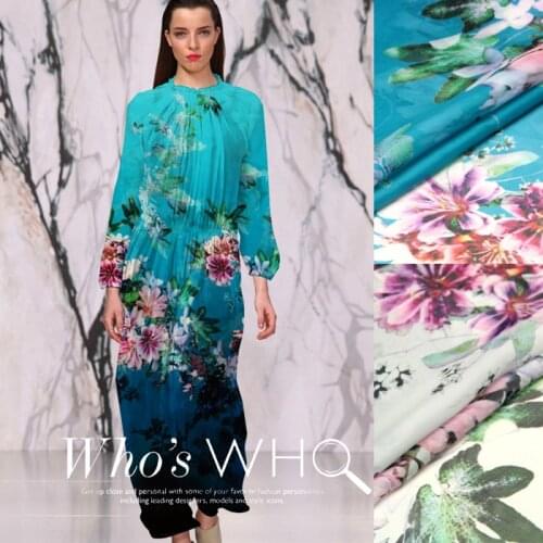 140cm wide 8mm beautiful big flower print silk chiffon fabric for dress shirt clothes 2 colors available