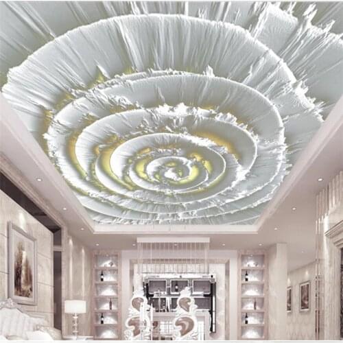 Wellyu Customized large-scale murals European light luxury gold leaf stereo flower modern living room ceiling background wall