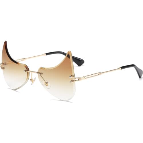 Rimless Cat Eye Sunglasses Luxury Brand Design Women Metal Personality Sun glasses Fashion Shades UV400 Eyewear oculos de sol