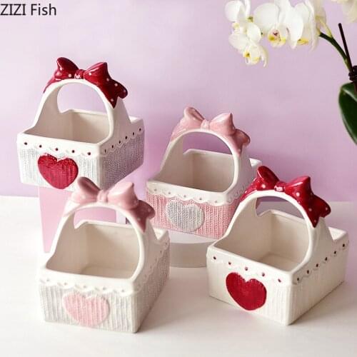 Modern Ceramic Girl Room Makeup Organizer Clothing Storage Basket Jewelry Food Storage Box Home Desktop Organizer Storage Tool