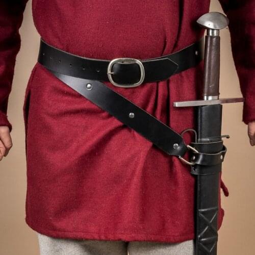 Medieval Double Wrap Leather Sword Belt Frog Viking Pirate Waist Holster Knight Templar Scabbard Hanger Holder For LARP Costume