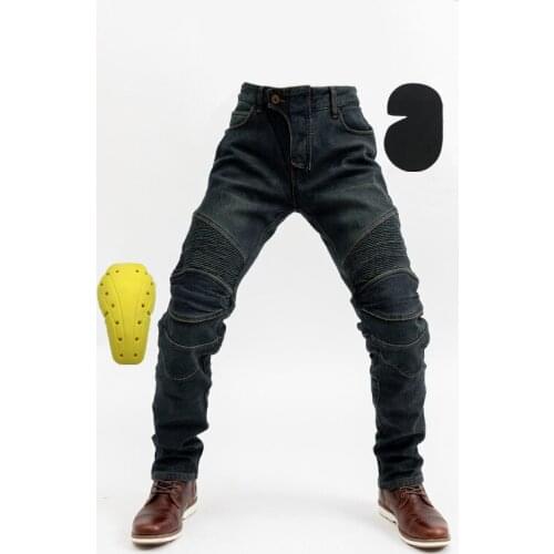 Old Cow New 4 Season Motorcycle Leisure Motocross Pants Outdoor Riding Jeans With Titan Protective Equipment Knee Gear Hip Pads