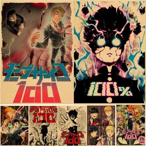Anime Mob Psycho 100 Poster Retro Kraft Paper Posters And Prints Anime Decor Wall Stickers Home Room Bar Decorative Painting